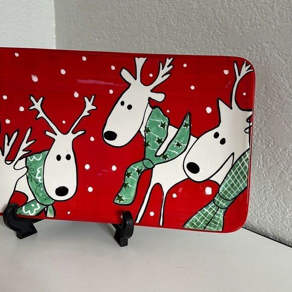 BIA 14x7 Christmas reindeer serving plate rectangular plate - Picture 2 of 5